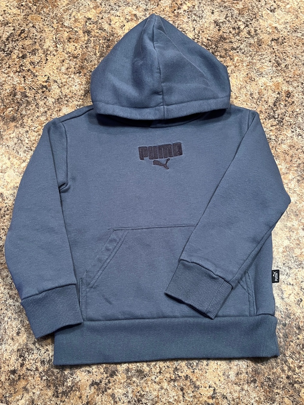 Puma Kids XS (5/6) Steel Blue Gray Soft Cozy Athletic Casual Hoodie Sweatshirt